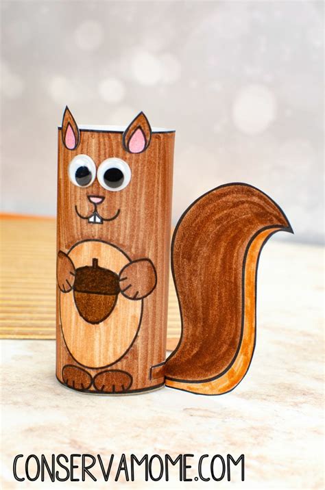 Squirrel Toilet Paper Roll Craft with Printable Template - ConservaMom