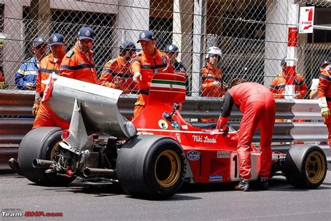 Charles Leclerc crashes Niki Lauda's 1974 Ferrari F1 car at Monaco Historic GP - Team-BHP