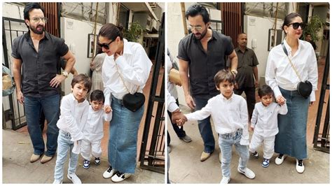 Kareena twins with sons Taimur and Jehangir in outing.