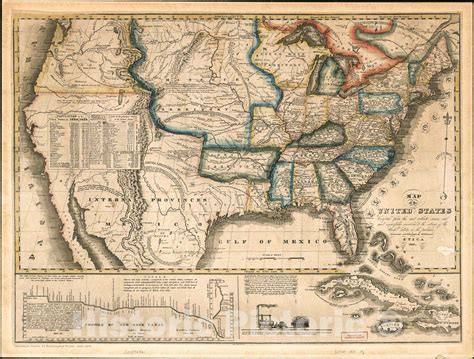 Historic 1831 Map - Map of The United States : compiled from The Most ...