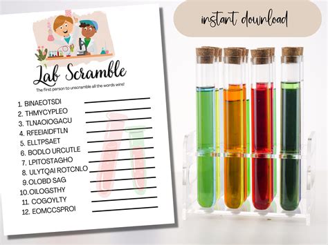 Lab Game | Lab Scramble | Lab Game Printable | Lab Gifts | Instant ...