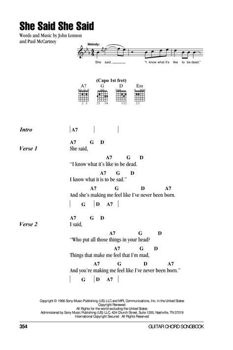 She Said She Said by The Beatles - Guitar Chords/Lyrics - Guitar Instructor