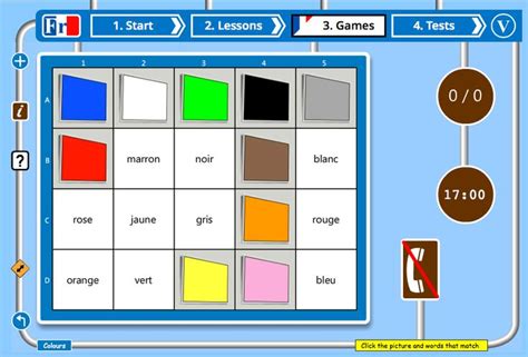 French matching game with colours | Learn french, French games ...