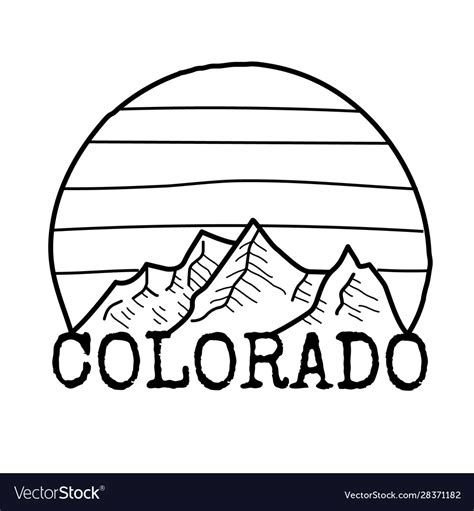 Colorado symbol line drawing with mountains Vector Image