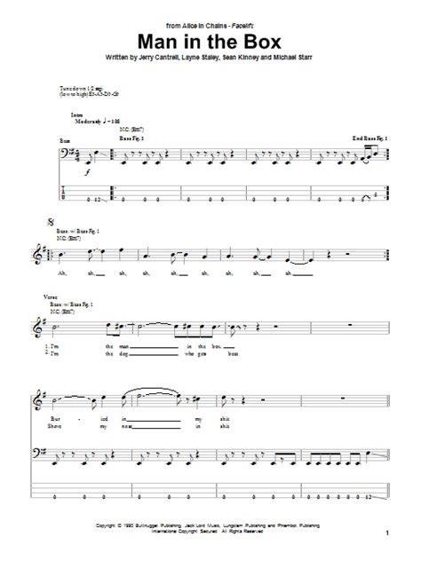 Man In The Box by Alice In Chains Sheet Music for Bass Guitar Tab at Sheet Music Direct