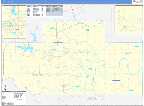 Payne County, OK Zip Code Wall Map Basic Style by MarketMAPS - MapSales.com