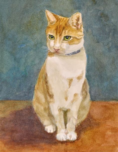 Orange and White Tabby Cat Art Orange Tabby Cat Watercolor - Etsy