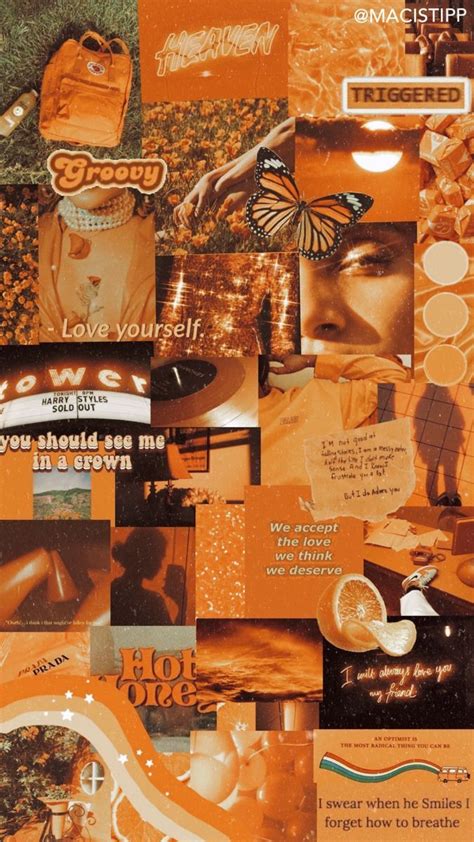 Pastel Orange Aesthetic Wallpaper Collage