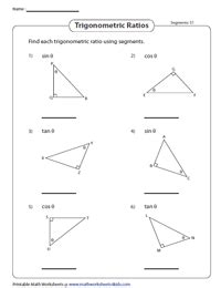 Primary Trig Ratios Worksheets | Sine, Cosine, Tangent