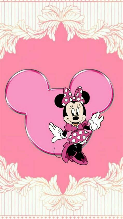 Minnie Mouse With Background Of Pink And White Circles Minnie Mouse, HD ...