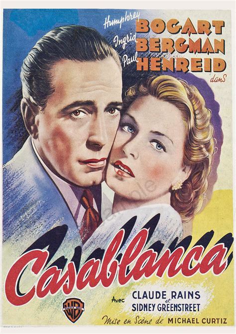 Bogart / Bergman Casablanca Movie Poster | Casablanca movie, Movie posters vintage, Classic ...