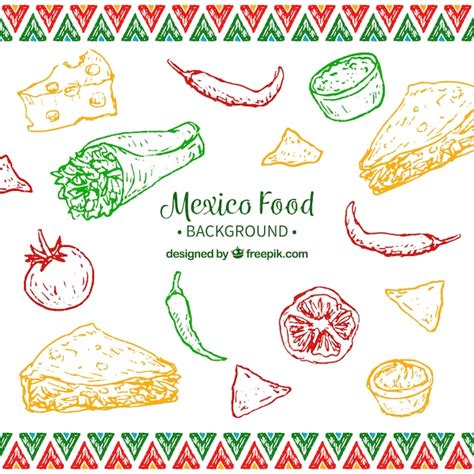 Fondo colorido de comida mexicana | Vector Premium