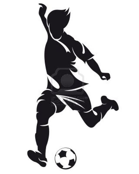 vector football (soccer) player running silhouette with ball.. | Soccer silhouette, Running ...