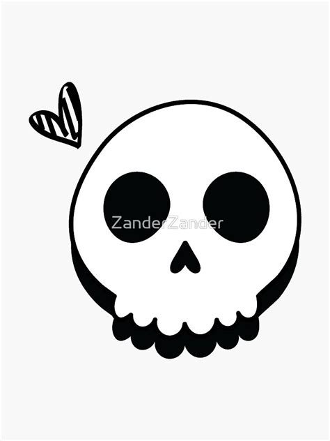 "cute skeleton head drawing" Sticker for Sale by ZanderZander | Redbubble