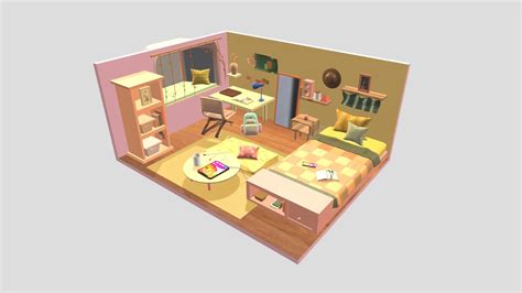 Warm Bedroom Isometric World - Download Free 3D model by celineyovitalo [740b528] - Sketchfab