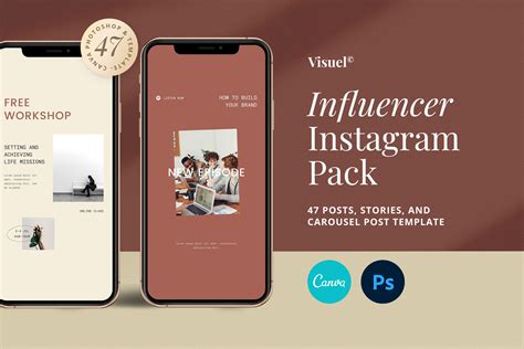 Influencer Instagram Pack | PS CANVA, a Social Media Template by Visuel ...