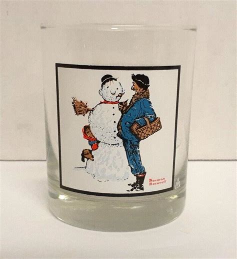 #4 Norman Rockwell Winter Scenes 3.75" Glass "Snow Sculpturing" 1952 ...