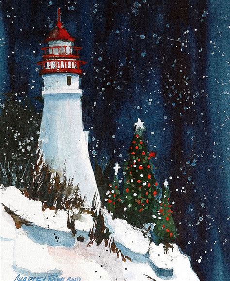 Liberty - Christmas at the Lighthouse Painting by Charles Rowland - Fine Art America