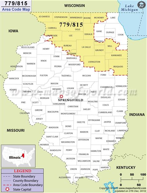 779 Area Code Map, Where is 779 Area Code in Illinois