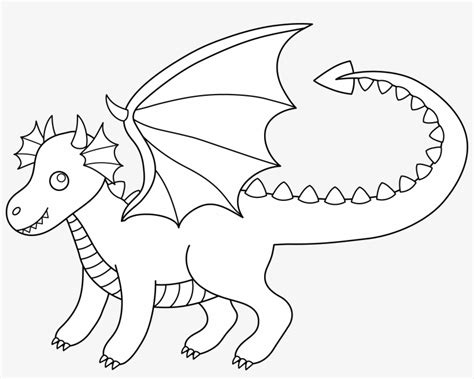 Cute Dragon Clipart Black And White - Black Line Art Dragon Transparent ...