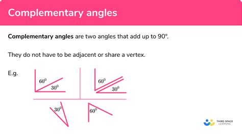 Complementary Angles - GCSE Maths - Steps, Examples & Worksheet