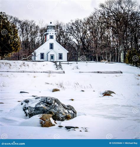 Old Mission Point Lighthouse Stock Photo - Image of maritime, historic ...