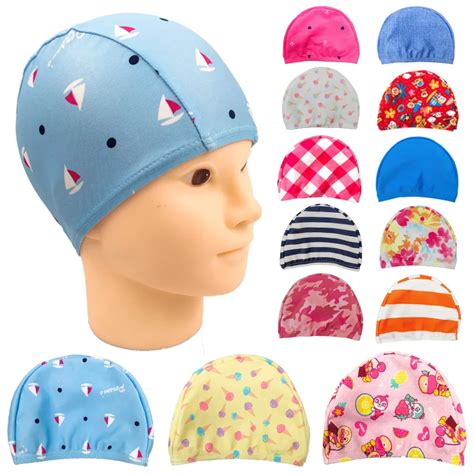 Children Swim Caps Unisex Kids Baby Boys Girls Protect Ears Swimming Cap Hat Cartoon Floral ...