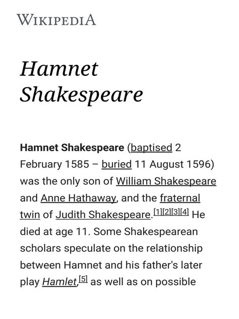 Hamnet Shakespeare - Wikipedia.pdf | William Shakespeare | Fiction & Literature