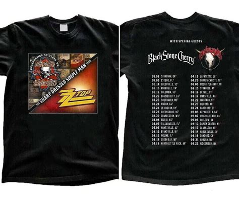 lynyrd skynyrd zz top tour 2024 sharp dressed simple man us t-shirt gift fans - Walmart.com