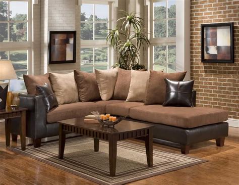 Small Sectional Sofa Brown Color Classic Design Dashing Living Room Interior | Viahouse.Com