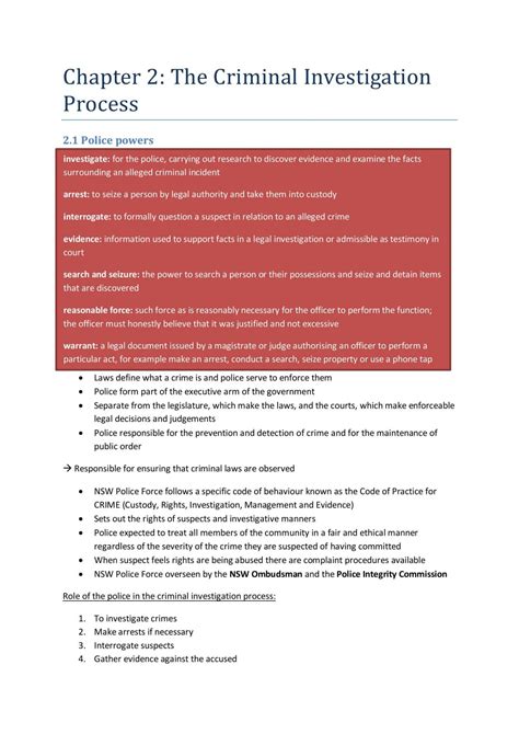The Criminal Investigation Process | Legal Studies - Year 12 HSC | Thinkswap
