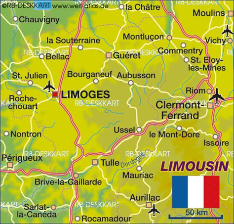 Map of Limousin (France) - Map in the Atlas of the World - World Atlas