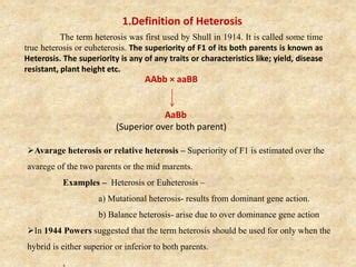 Definition and historical aspects of heterosis by Devendra kumar | PPT