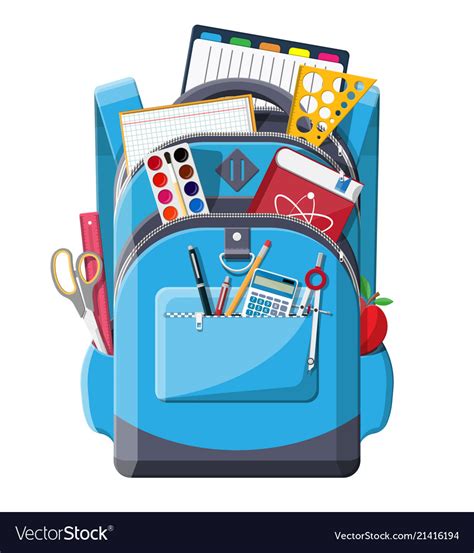 Back to school school supplies in backpack Vector Image