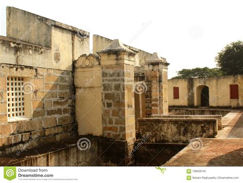 The Manora Fort Tower with Entrance Path with Trench. Stock Image - Image of architecture, india ...