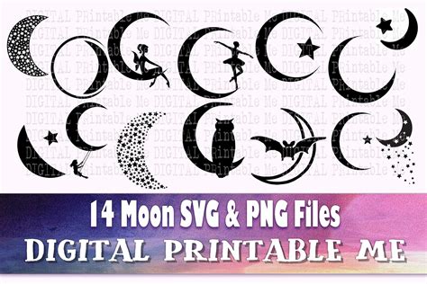 Moon Svg Silhouette Bundle PNG Clip Art 14 Digital - Etsy | Clip art, Art bundle, Silhouette art