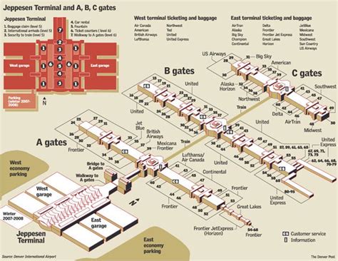 Terminals map at Denver Airport | DEN Concourse A - B - C