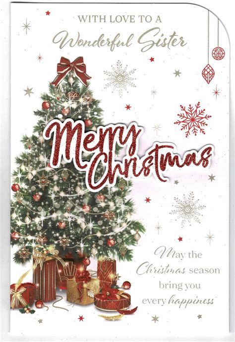 Sister Christmas Card 'With Love To A Wonderful Sister Merry Christmas - With Love Gifts & Cards