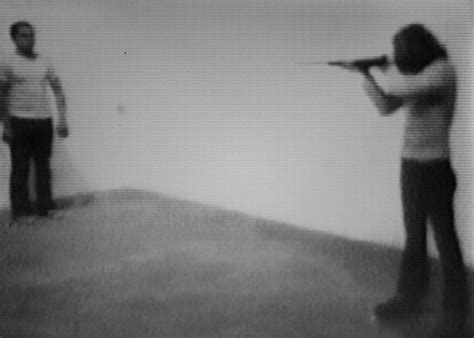 Chris Burden, Shoot, 1974. Still from a Videotape of a 1971... | Course Hero