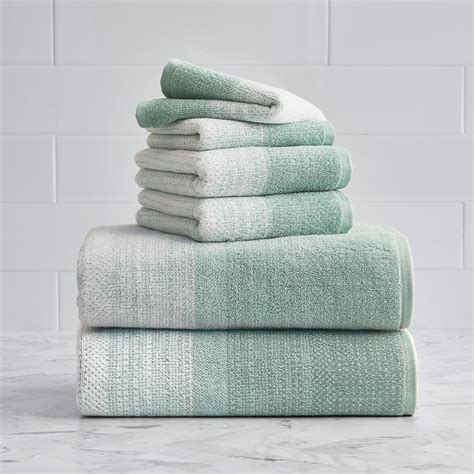 Aquifer /Arctic White Heathered 6 Piece Bath Towel Set, Better Homes & Gardens Thick and Plush ...