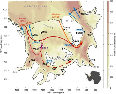 Map of the Filchner‐Ronne Ice Shelf using the polar stereographic ...