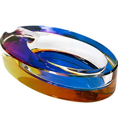 5" Oval Iridized Glass Ashtray | Assorted Colors