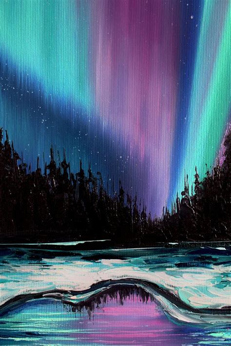 Northern Lights Art Winter Landscape Aurora Borealis Art Galaxy ...