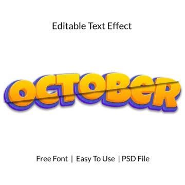 October 3d Style Text Effect With Transparent Background, October, 2024 ...