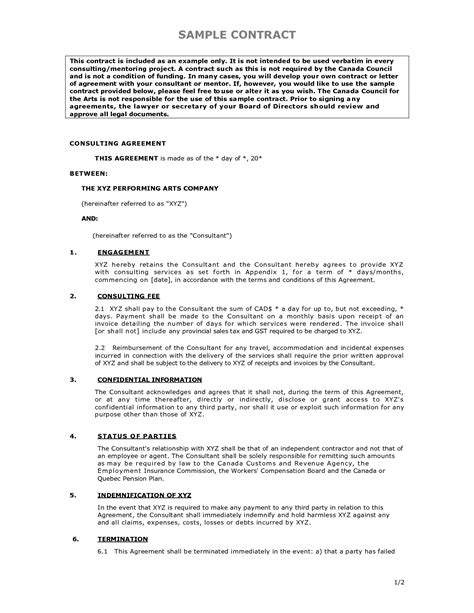 Sample Contract Agreement - Free Printable Documents