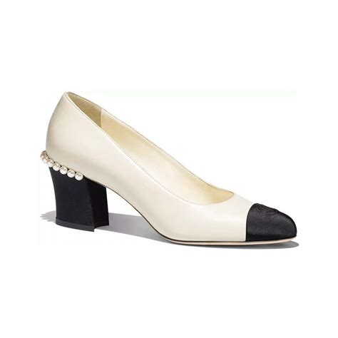 Chanel Women Pumps Lambskin Grosgrain Shoes White - LULUX