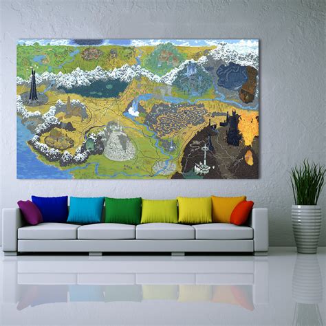 Lord Of The Rings Map Canvas Art Poster For Home Living Room Decor ...