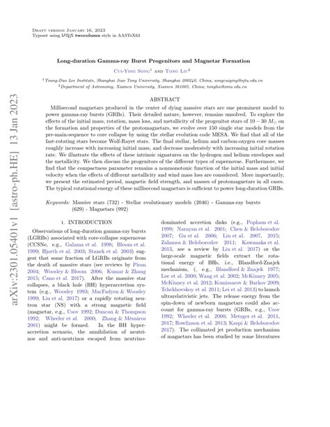 (PDF) Long-duration Gamma-ray Burst Progenitors and Magnetar Formation