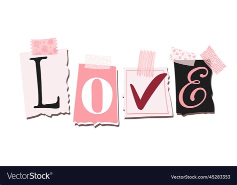 Word love collage of newspaper or magazine Vector Image