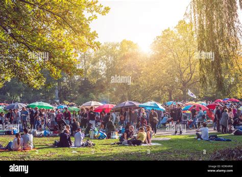 Berlin, Germany - october 2017: Thai food market / street food in public park (Preussenpark) in ...